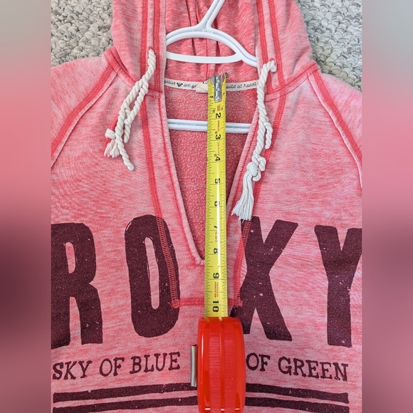 Roxy Women (Size M) Long  V-Neck Hoodie/Sweatshirt With Ravelled Drawstring Ties - Picture 12 of 16